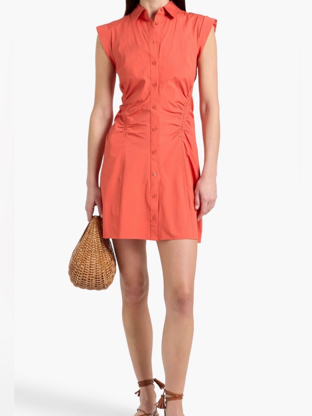 Veronica Beard Coral Tallulah Poplin Mini Shirt Dress